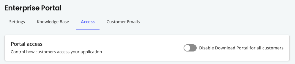 enterprise portal access toggle